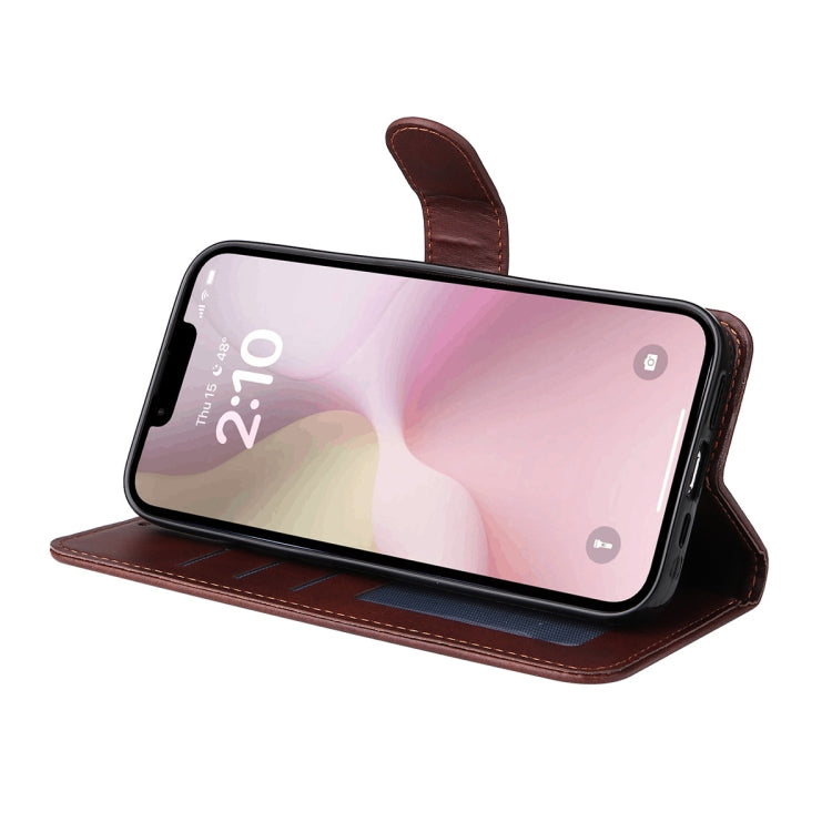 For iPhone 16e ENKAY Card Wallet Calf Texture Leather Phone Case with Screen Film(Brown) - free shipping - PMC TechLife - Order now!