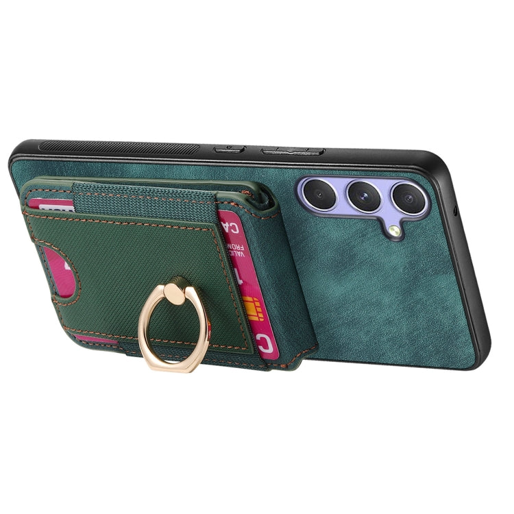 For Samsung Galaxy S25 5G Retro Splitable Magnetic Stand Card Bag Leather Phone Case(Green) - Galaxy S25 5G Cases by PMC Jewellery | Online Shopping South Africa | PMC Jewellery | Buy Now Pay Later Mobicred