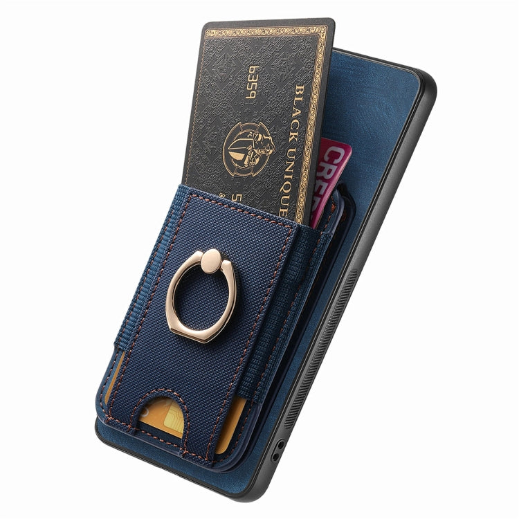 For Samsung Galaxy S25+ 5G Retro Splitable Magnetic Stand Card Bag Leather Phone Case(Blue) - Galaxy S25+ 5G Cases by PMC Jewellery | Online Shopping South Africa | PMC Jewellery | Buy Now Pay Later Mobicred