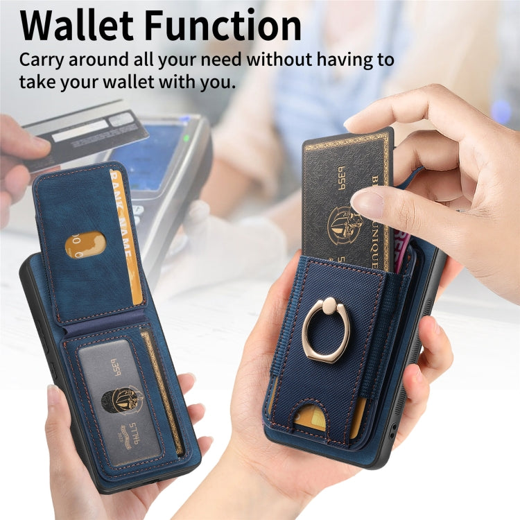 For Samsung Galaxy S25+ 5G Retro Splitable Magnetic Stand Card Bag Leather Phone Case(Blue) - Galaxy S25+ 5G Cases by PMC Jewellery | Online Shopping South Africa | PMC Jewellery | Buy Now Pay Later Mobicred