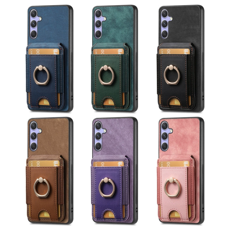 For Samsung Galaxy S25+ 5G Retro Splitable Magnetic Stand Card Bag Leather Phone Case(Black) - Galaxy S25+ 5G Cases by PMC Jewellery | Online Shopping South Africa | PMC Jewellery | Buy Now Pay Later Mobicred