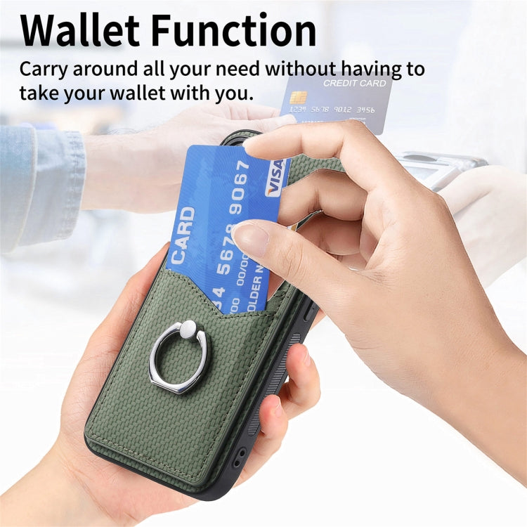 For Samsung Galaxy S25 5G Carbon Fiber Card Wallet Ring Phone Case(Black) - Galaxy S25 5G Cases by PMC Jewellery | Online Shopping South Africa | PMC Jewellery | Buy Now Pay Later Mobicred