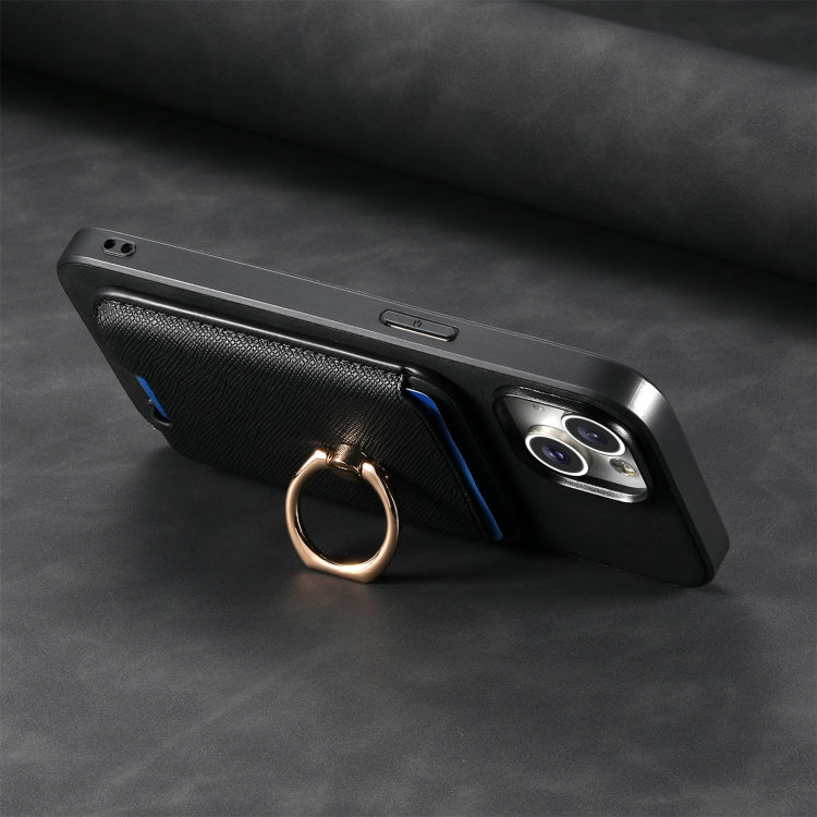 For Samsung Galaxy S25+ 5G Retro Cross Leather Ring Vertical Insert Card Bag MagSafe Phone Case(Black) - Galaxy S25+ 5G Cases by PMC Jewellery | Online Shopping South Africa | PMC Jewellery | Buy Now Pay Later Mobicred