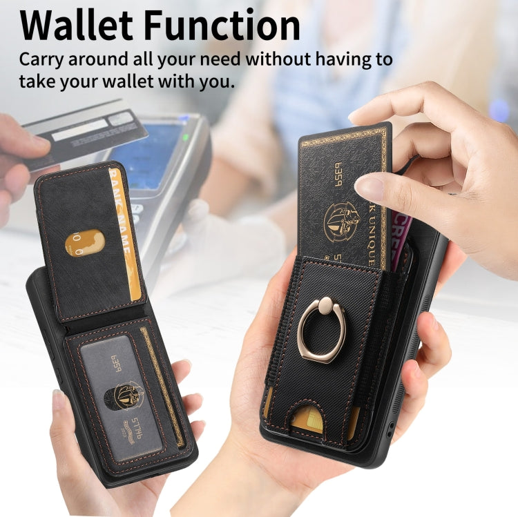 For Honor Magic7 Pro Retro Splitable Magnetic Stand Card Bag Leather Phone Case(Black) - Honor Cases by PMC TechLife | Online Shopping South Africa | PMC TechLife | Buy Now Pay Later Mobicred