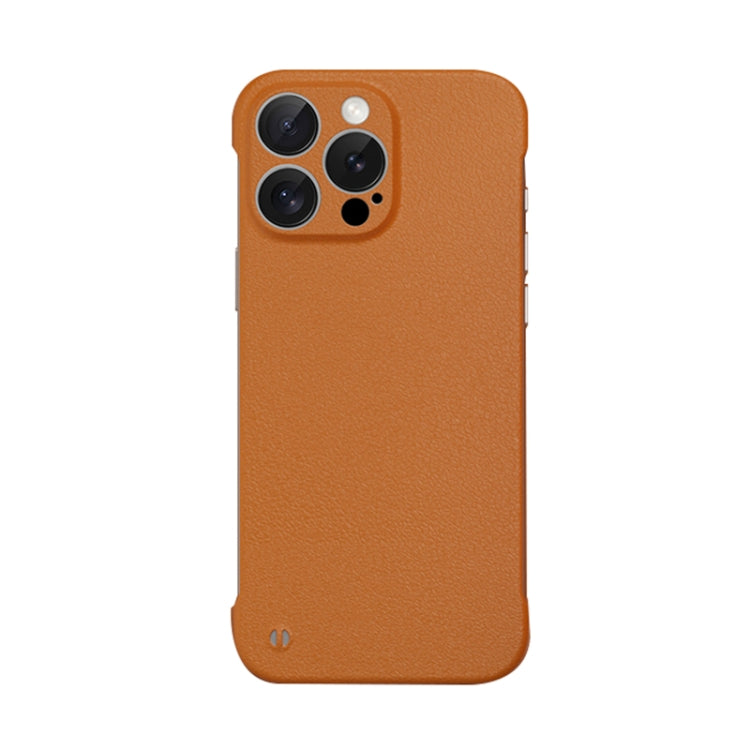 For iPhone 12 Pro Frameless Litchi Texture PC Phone Case(Orange) - iPhone 12 / 12 Pro Cases by PMc TechLife | Online Shopping South Africa | PMc TechLife | Buy Now Pay Later Mobicred