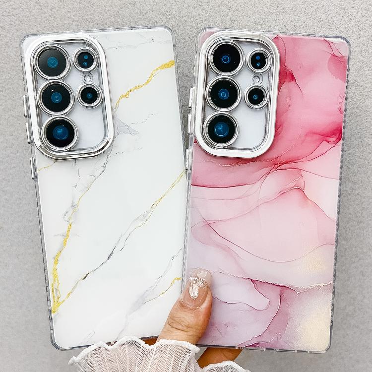 For Samsung Galaxy S25 5G Electroplated Marble Texture Phone Case(Navy Blue M17) - Galaxy S25 5G Cases by PMC Jewellery | Online Shopping South Africa | PMC Jewellery | Buy Now Pay Later Mobicred
