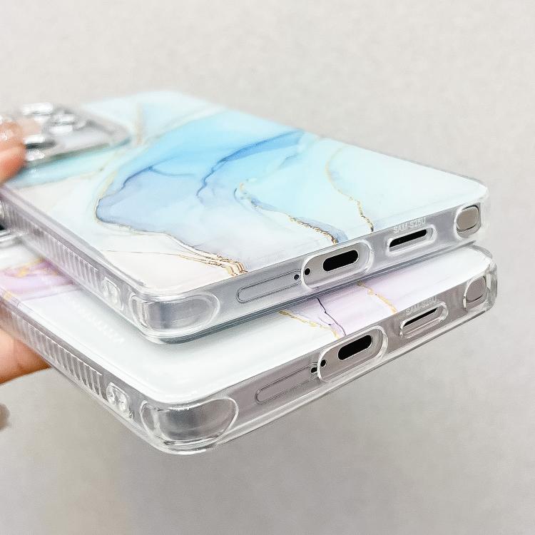 For Samsung Galaxy S25 5G Electroplated Marble Texture Phone Case(Blue Purple M10) - Galaxy S25 5G Cases by PMC Jewellery | Online Shopping South Africa | PMC Jewellery | Buy Now Pay Later Mobicred