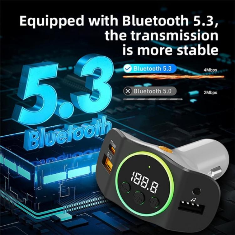 C8 Bluetooth 5.3 Receiver Hands-Free Calling with AUX Port Dual USB Port Car Charger(Black) - Bluetooth Car Kits by PMC TechLife | Online Shopping South Africa | PMC TechLife | Buy Now Pay Later Mobicred