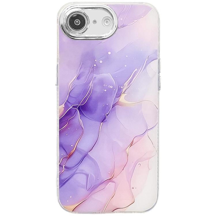 For iPhone 16e Electroplated Marble Texture Phone Case(Purple M3) - iPhone 16e Cases by PMC TechLife | Online Shopping South Africa | PMC TechLife | Buy Now Pay Later Mobicred