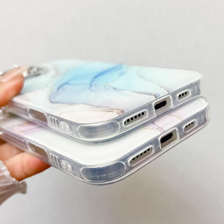 For iPhone 16e Electroplated Marble Texture Phone Case(Dark Blue M16) - iPhone 16e Cases by PMC TechLife | Online Shopping South Africa | PMC TechLife | Buy Now Pay Later Mobicred