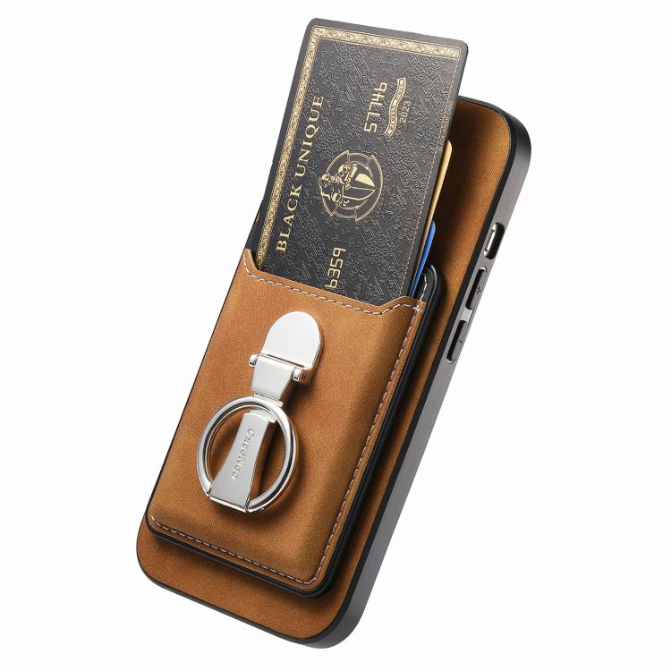 For Huawei Mate 70 Retro Folding Ring Holder Card Bag MagSafe Phone Case(Brown) - Huawei Cases by PMC TechLife | Online Shopping South Africa | PMC TechLife | Buy Now Pay Later Mobicred
