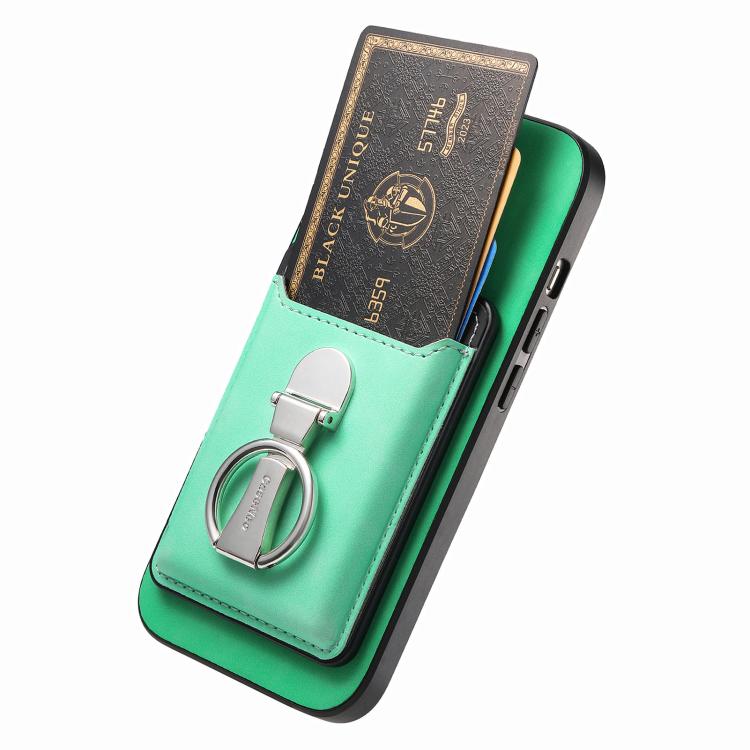 For Huawei Mate 70 Pro Retro Folding Ring Holder Card Bag MagSafe Phone Case(Green) - Huawei Cases by PMC TechLife | Online Shopping South Africa | PMC TechLife | Buy Now Pay Later Mobicred