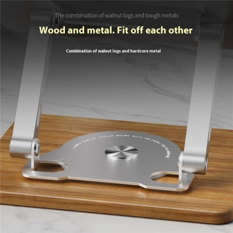 J31 Foldable 360-Degree Rotating Laptop Metal Wood Cooling Stand(Grey) - Laptop Stand by PMC TechLife | Online Shopping South Africa | PMC TechLife | Buy Now Pay Later Mobicred