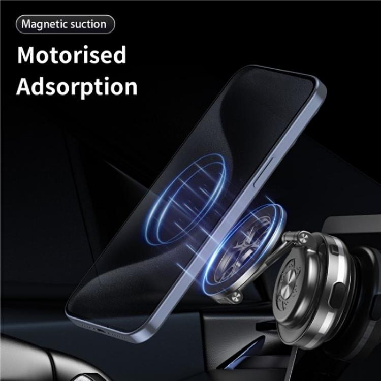 C6 Adjustable Folding Rotating Car Stand Vacuum Suction Cup Magnetic Phone Holder(Silver) - Wireless Charger Holders by PMc TechLife | Online Shopping South Africa | PMc TechLife | Buy Now Pay Later Mobicred