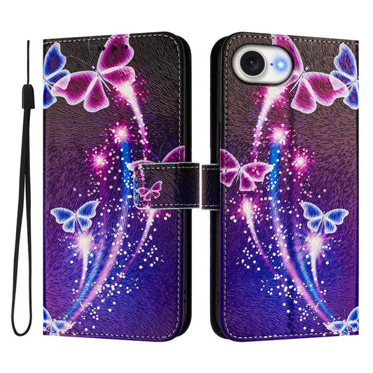 For iPhone 16e ENKAY Painted Leather Phone Case with Card Slots ＆ Holder(Butterfly Pattern) - iPhone 16e Cases by ENKAY | Online Shopping South Africa | PMC Jewellery | Buy Now Pay Later Mobicred