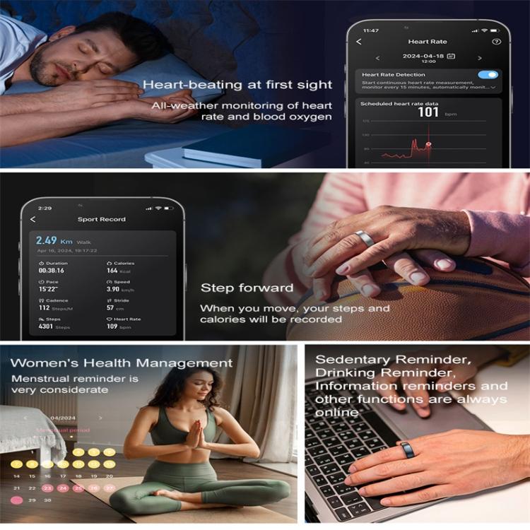 R10 SIZE 9 Smart Ring, Support Heart Rate / Blood Oxygen / Sleep / Multiple Sports Modes(Black) - free shipping - PMC TechLife - Order now!