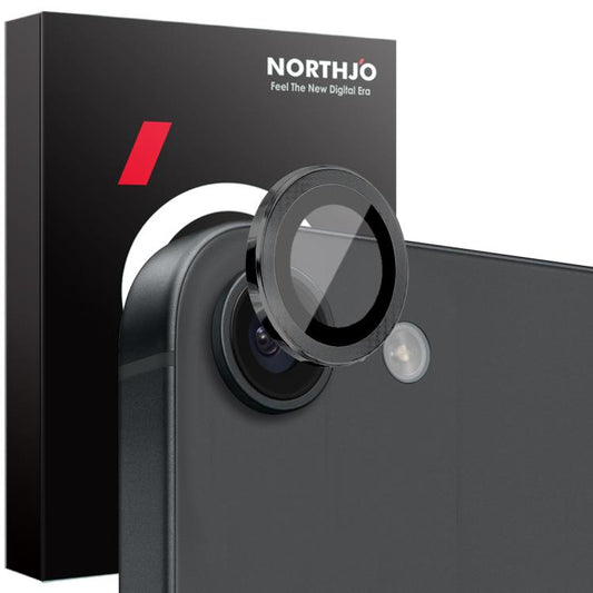 For iPhone 16e NORTHJO Camera Lens Protector CD Metal Ring Tempered Glass Film(Black) - iPhone 16e Tempered Glass by NORTHJO | Online Shopping South Africa | PMC Jewellery | Buy Now Pay Later Mobicred