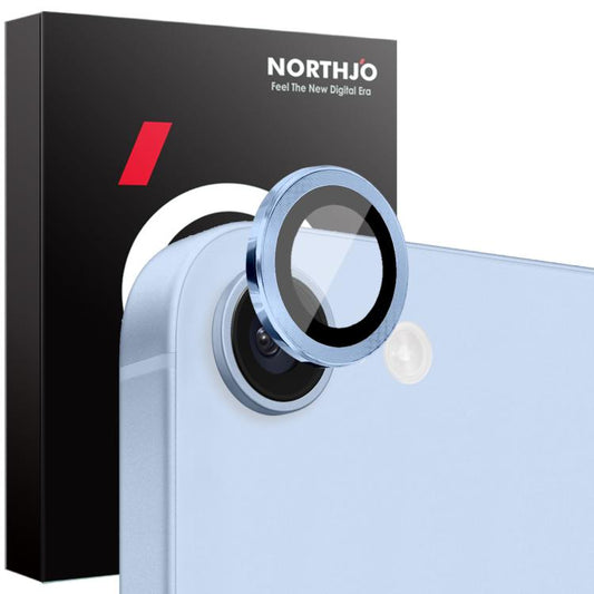 For iPhone 16e NORTHJO Camera Lens Protector CD Metal Ring Tempered Glass Film(Blue) - iPhone 16e Tempered Glass by NORTHJO | Online Shopping South Africa | PMC Jewellery | Buy Now Pay Later Mobicred