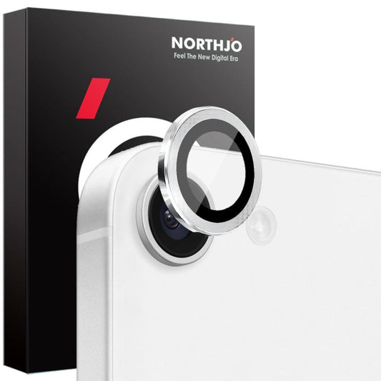 For iPhone 16e NORTHJO Camera Lens Protector CD Metal Ring Tempered Glass Film(Silver) - iPhone 16e Tempered Glass by NORTHJO | Online Shopping South Africa | PMC Jewellery | Buy Now Pay Later Mobicred