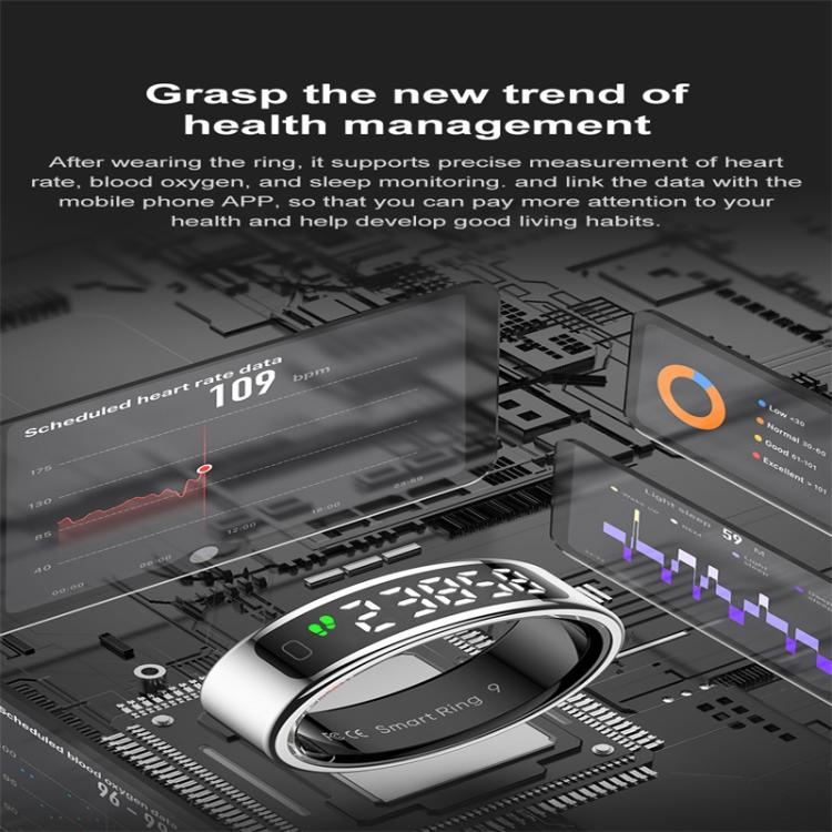 R11 SIZE 9 Smart Ring, Support Heart Rate / Blood Oxygen / Sleep / Multiple Sports Modes(Black) - free shipping - PMC TechLife - Order now!