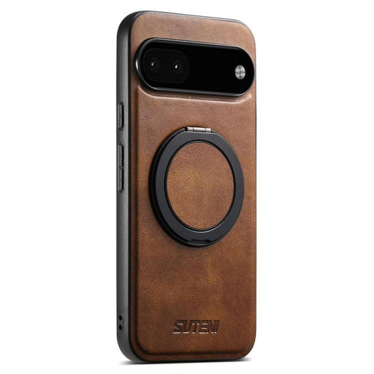 For Google Pixel 6a Suteni G3 Suteni G3 Oil Wax 360 Rotation Holder MagSafe Back Phone Case(Brown) - Google Cases by Suteni | Online Shopping South Africa | PMC Jewellery | Buy Now Pay Later Mobicred