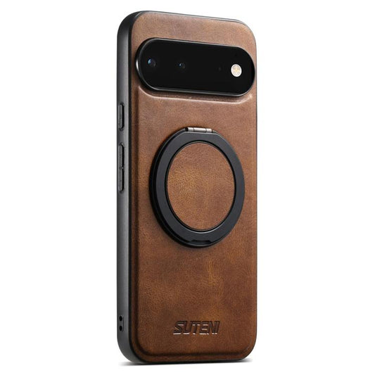 For Google Pixel 6 Suteni G3 Suteni G3 Oil Wax 360 Rotation Holder MagSafe Back Phone Case(Brown) - Google Cases by Suteni | Online Shopping South Africa | PMC Jewellery | Buy Now Pay Later Mobicred