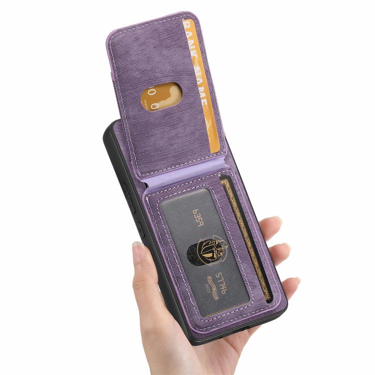 For Google Pixel 9a Retro Splitable Magnetic Stand Card Bag Leather Phone Case(Purple) - Google Cases by PMC TechLife | Online Shopping South Africa | PMC TechLife | Buy Now Pay Later Mobicred