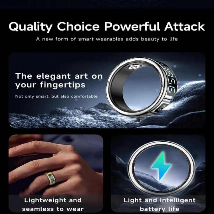 SR08 SIZE 9 Smart Ring, Support Hand Gestures Control / Health Monitoring / Multiple Sports Modes(Silver) - free shipping - PMc TechLife - Order now!