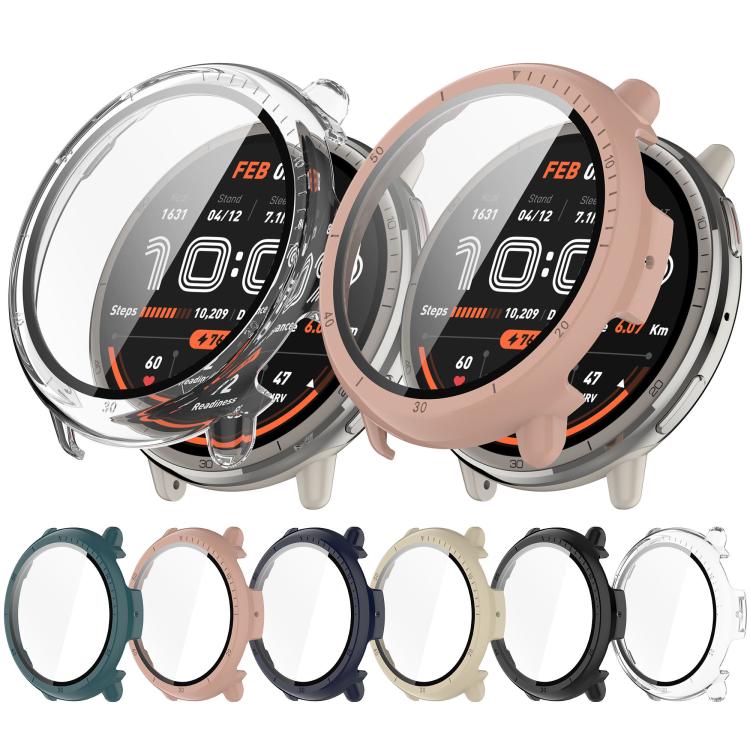 For Amazfit Active 2 A2437 Tempered Film Integrated PC Watch Protective Case(Pine Green) - Watch Cases by PMC TechLife | Online Shopping South Africa | PMC TechLife | Buy Now Pay Later Mobicred