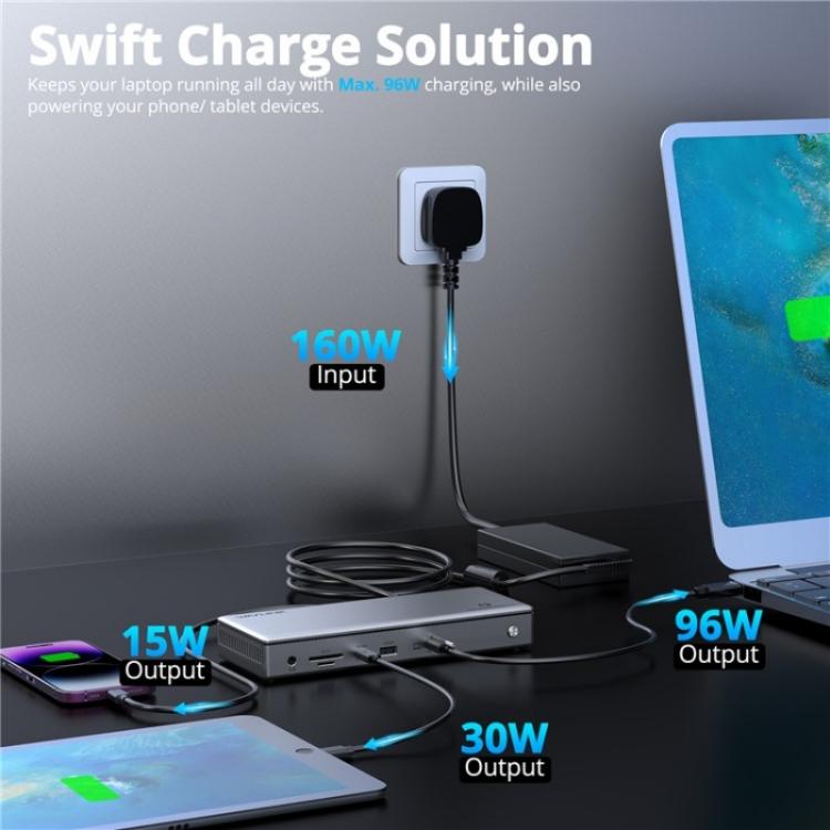 WAVLINK UTD45 96W Charging 8K / 4K Display Thunderbolt 4 Docking Station 13-in-1 Hub(AU Plug) - free shipping - PMc TechLife - Order now!