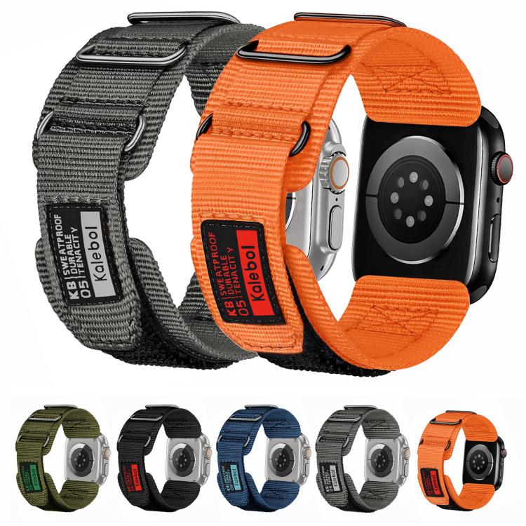 For Apple Watch 42mm / 41mm / 40mm / 38mm Kalebol Hook and Tri-Loop Nylon Watch Band(Silver) - free shipping - PMc TechLife - Order now!