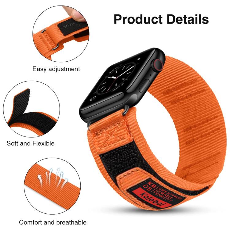 For Apple Watch 42mm / 41mm / 40mm / 38mm Kalebol Hook and Tri-Loop Nylon Watch Band(Silver) - free shipping - PMc TechLife - Order now!