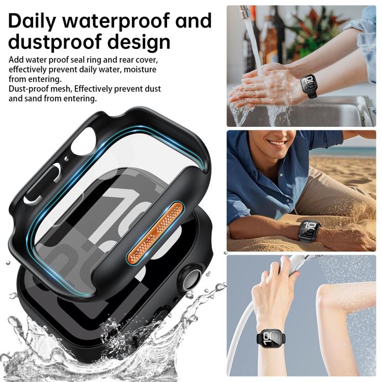 For Apple Watch SE / Series 40mm Tempered Film Integrated PC Watch Protective Case(Original Machine Black) - Watch Cases by PMC TechLife | Online Shopping South Africa | PMC TechLife | Buy Now Pay Later Mobicred