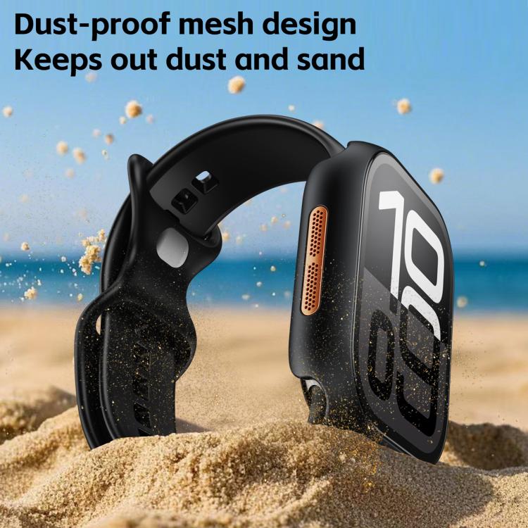 For Apple Watch SE / Series 44mm Tempered Film Integrated PC Watch Protective Case(Original Machine Black) - Watch Cases by PMC TechLife | Online Shopping South Africa | PMC TechLife | Buy Now Pay Later Mobicred