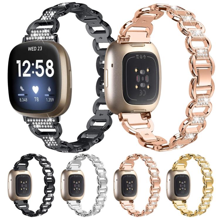 For Fitbit Versa 3 Oval Diamond Stainless Steel Watch Band(Gold) - free shipping - PMC TechLife - Order now!