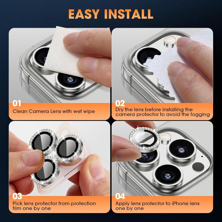 For iPhone 17 Pro Max Kalebol Individual Camera Lens Diamond Ring Protector(Silver) - iPhone 17 Pro Max Tempered Glass by Kalebol | Online Shopping South Africa | PMC TechLife | Buy Now Pay Later Mobicred