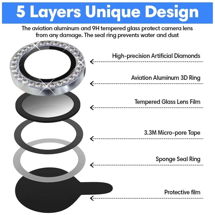 For iPhone 17 Air Kalebol Individual Camera Lens Diamond Ring Protector(Black) - iPhone 17 Air Tempered Glass by Kalebol | Online Shopping South Africa | PMC TechLife | Buy Now Pay Later Mobicred