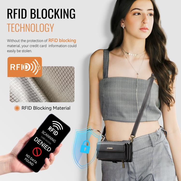 For iPhone 16e CaseMe C39 RFID Blocking Zipper Wallet Leather Phone Case with Crossbody Strap(Black) - free shipping - PMc TechLife - Order now!