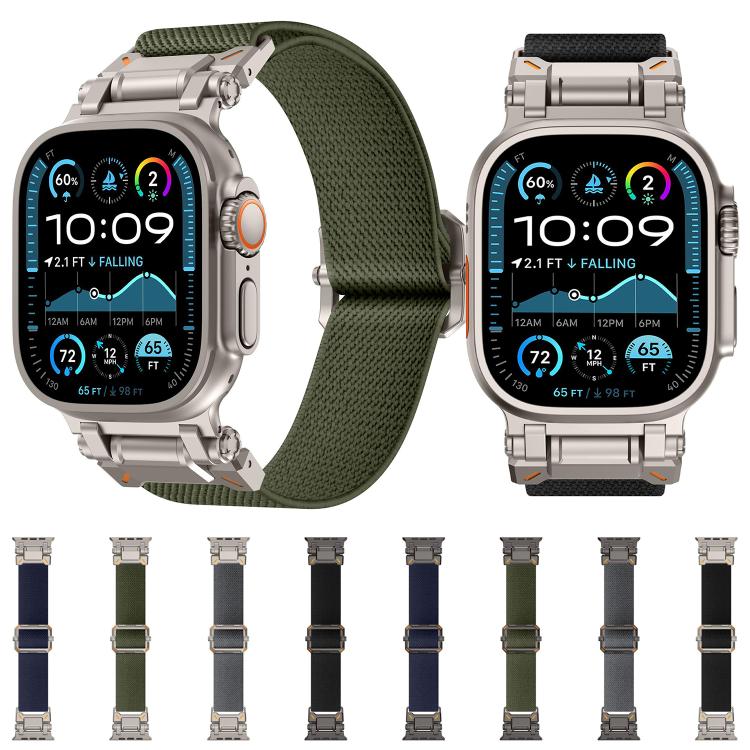 For Apple Watch 46mm / 49mm / 45mm / 44mm Explorer Polyester Nylon Watch Band(Titanium Black) - free shipping - PMC TechLife - Order now!
