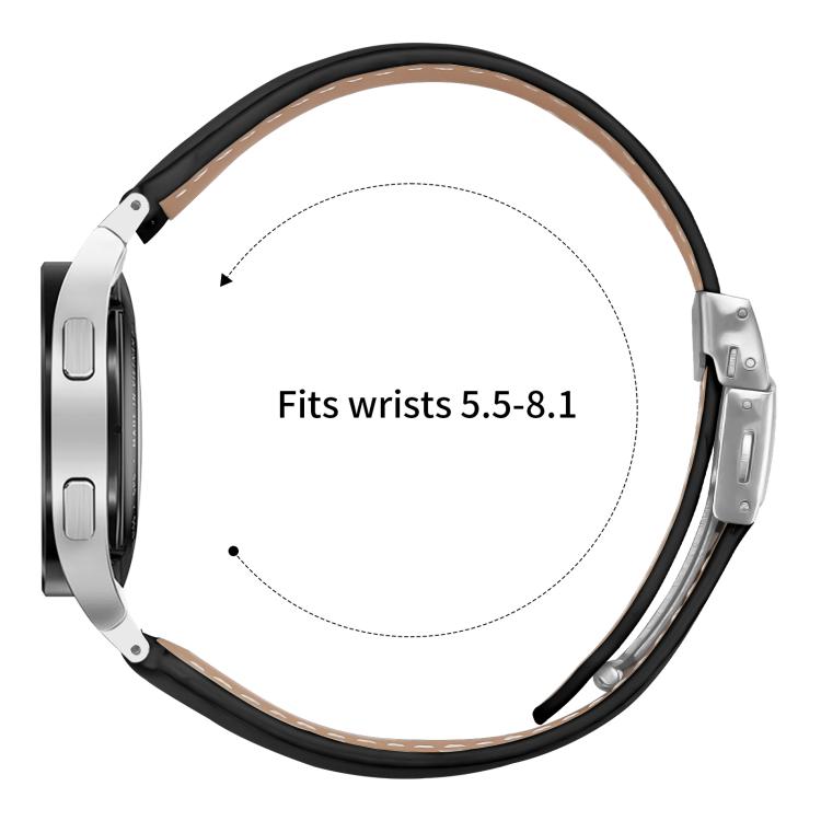 For Samsung Galaxy Watch 7 40 / 44mm Lychee Texture Silver Turtle Back Buckle Leather Watch Band(Black) - free shipping - PMC TechLife - Order now!