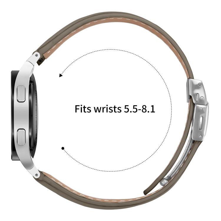 For Samsung Galaxy Watch 7 40 / 44mm Lychee Texture Silver Turtle Back Buckle Leather Watch Band(Gray) - free shipping - PMC TechLife - Order now!