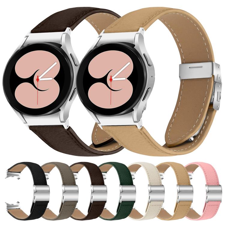 For Samsung Galaxy Watch 7 40 / 44mm Lychee Texture Silver Turtle Back Buckle Leather Watch Band(Black) - free shipping - PMC TechLife - Order now!