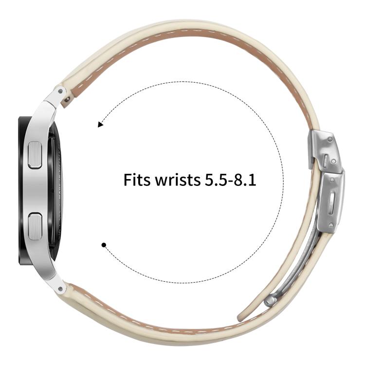 For Samsung Galaxy Watch 7 40 / 44mm Quick Release Lychee Texture Silver Turtle Back Buckle Leather Watch Band(Creamy White) - free shipping - PMC TechLife - Order now!