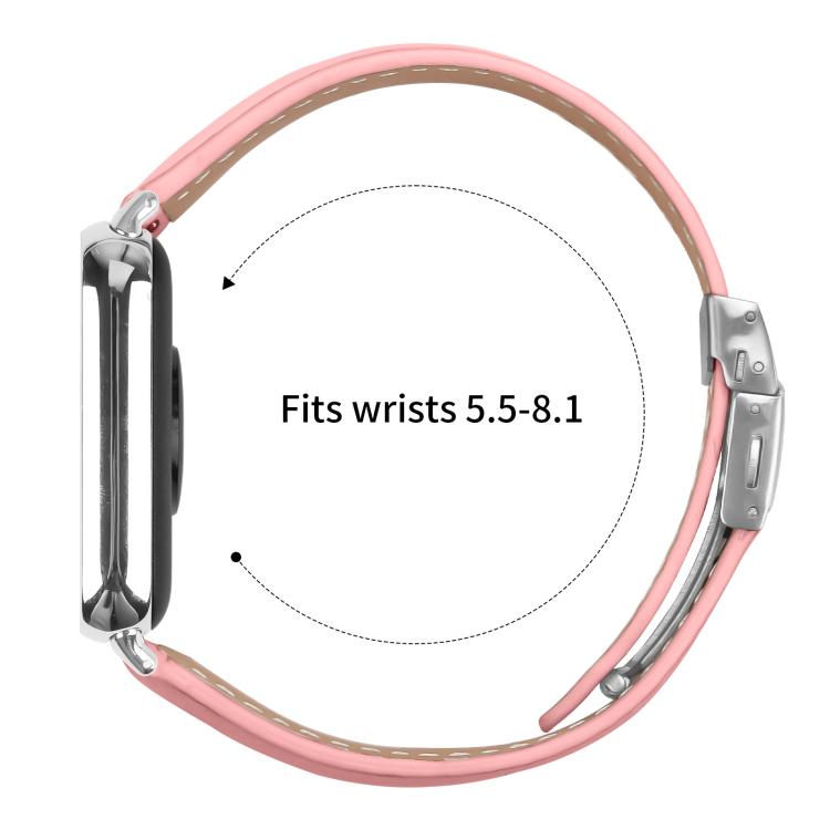 For Xiaomi Smart Bnad 9 Pro / Redmi Watch 5 Lychee Texture Silver Turtle Back Buckle Leather Watch Band(Pink) - free shipping - PMC TechLife - Order now!