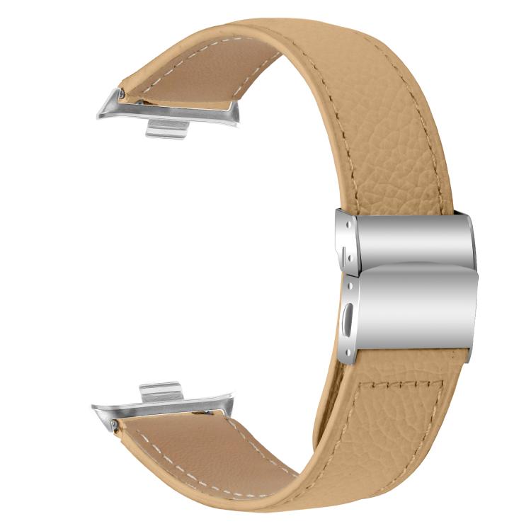 For Xiaomi Smart Bnad 9 Pro / Redmi Watch 5 Lychee Texture Silver Turtle Back Buckle Leather Watch Band(Camel) - free shipping - PMC TechLife - Order now!