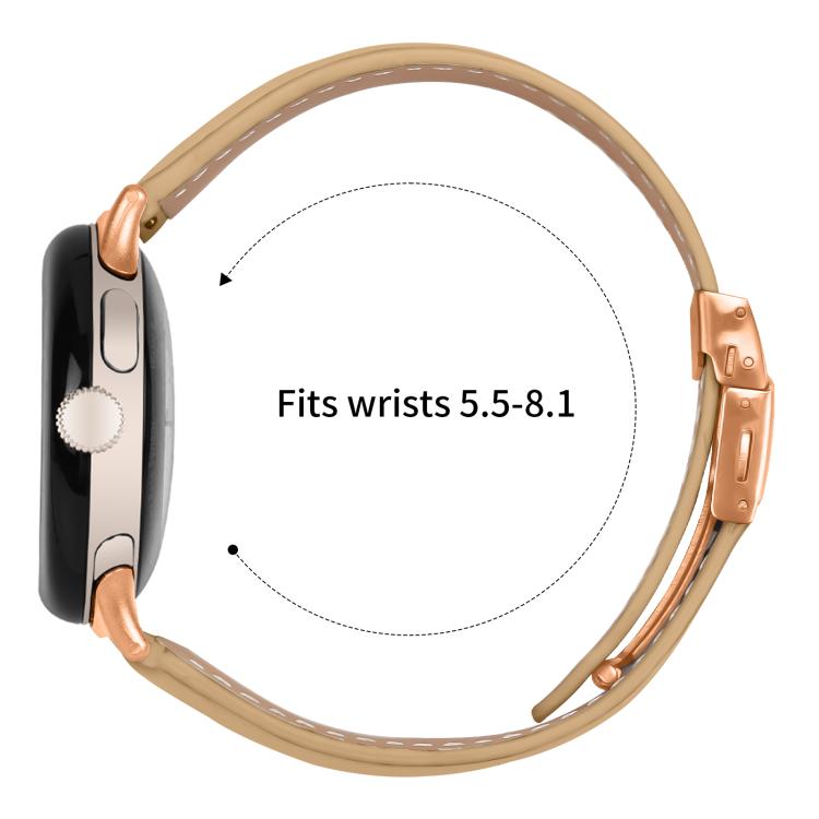 For Google Pixel Watch / Watch 2 / 3 41mm Lychee Texture Rose Gold Turtle Back Buckle Leather Watch Band(Camel) - free shipping - PMC TechLife - Order now!