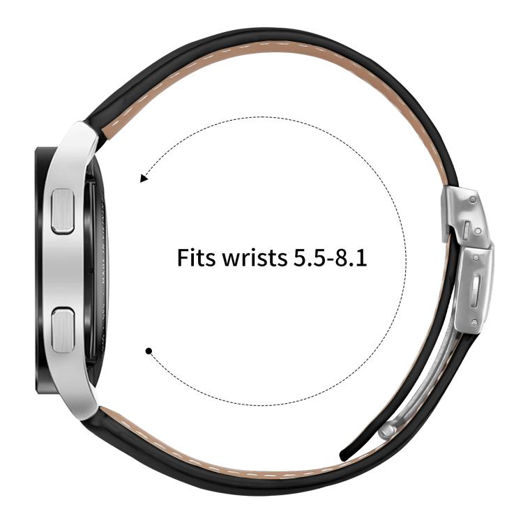 20mm Lychee Texture Silver Turtle Back Buckle Leather Watch Band(Black) - free shipping - PMC TechLife - Order now!