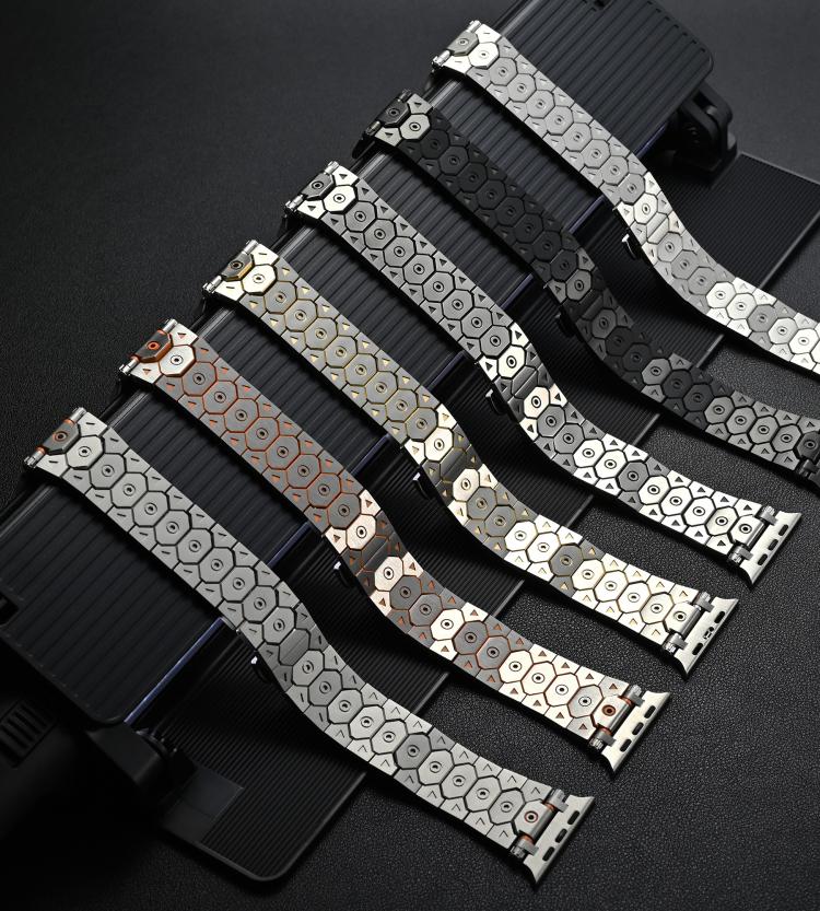For Apple Watch 46mm / 49mm / 45mm / 44mm Octagonal Stainless Steel  Watch(Silver Inter Gold) - free shipping - PMC TechLife - Order now!