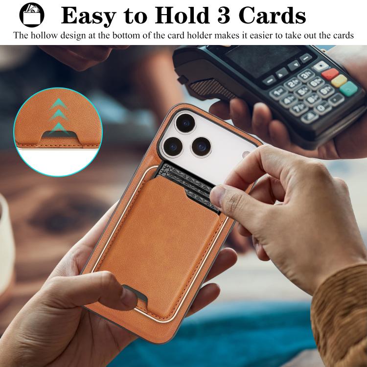 For iPhone 17 Pro Kalebol Slim MagSafe Ring Magnetic Card Bag Leather Phone Case(Brown) - free shipping - PMC TechLife - Order now!