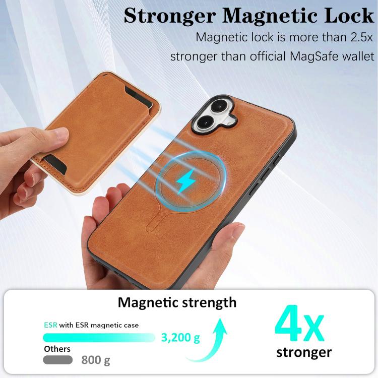 For iPhone 17 Kalebol Slim MagSafe Ring Magnetic Card Bag Leather Phone Case(Brown) - iPhone 17 Cases by Kalebol | Online Shopping South Africa | PMC TechLife | Buy Now Pay Later Mobicred